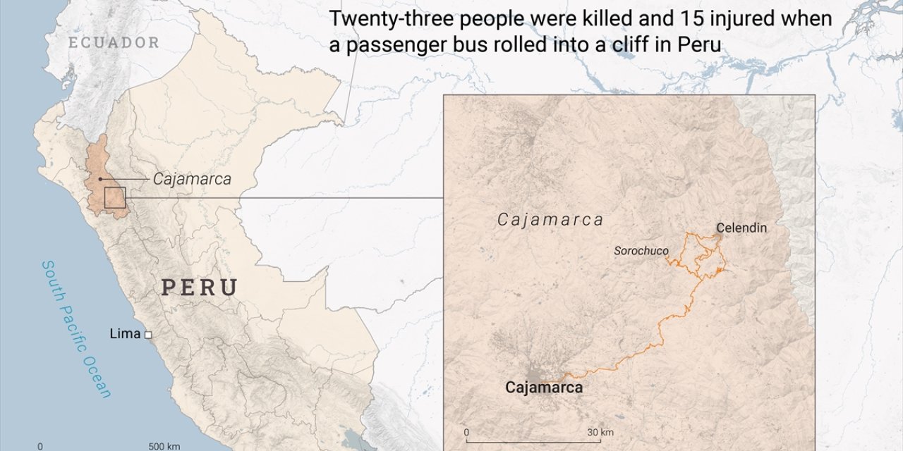 Bus rolls into cliff in Peru, kills 23
