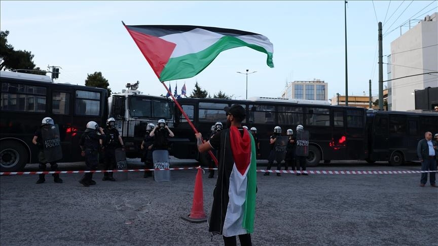 Clashes erupt at pro-Palestine protest in Athens