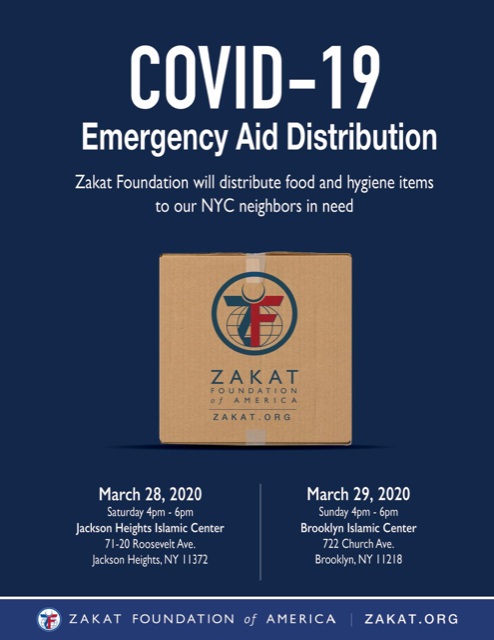 Zakat Foundation will dsitribute food and hygine items